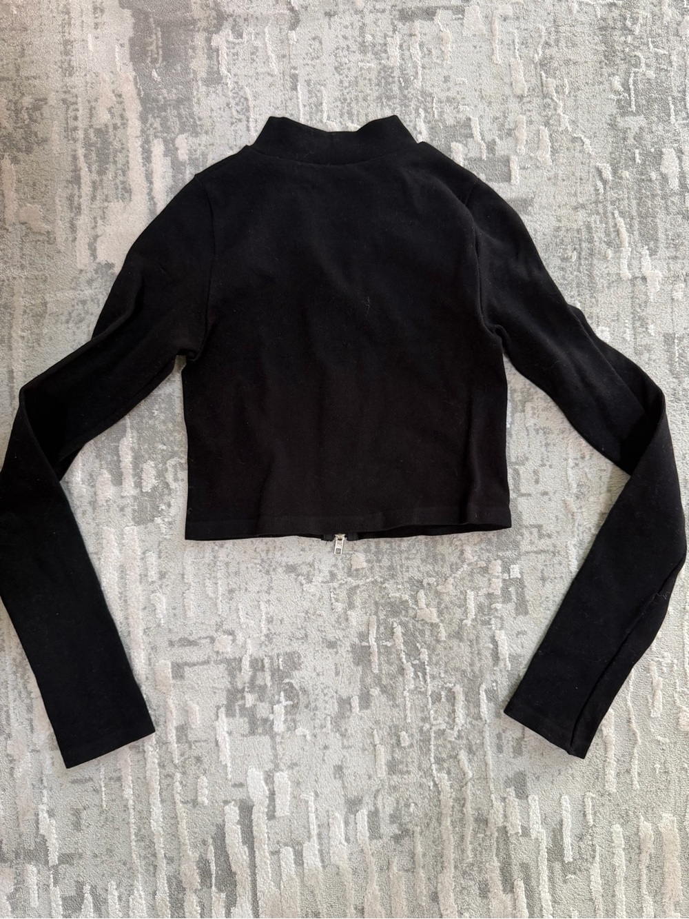 Black Zip-Front Crop ribbed shirt - Women - Picture 9 of 9